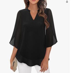 Chic Black V-Neck Women's Blouse